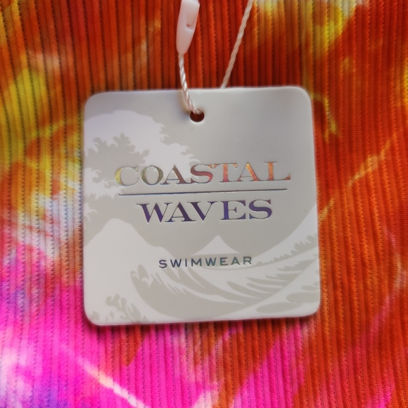 SEXY ☆ RAINBOW TIE DYE ZIP FRONT ☆ CAGED RIBBED BIKINI ☆ NWT - Picture 10 of 12